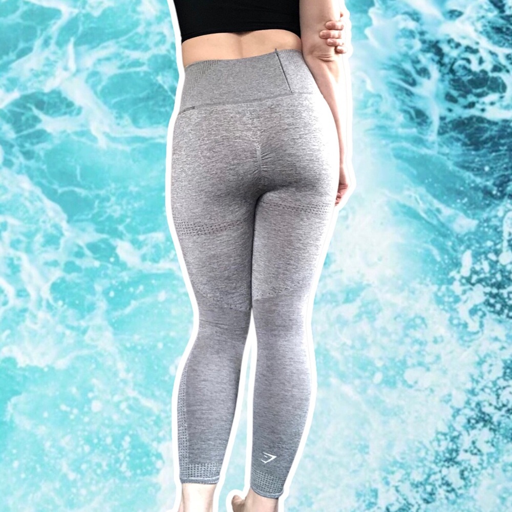 Gymshark Vital Seamless Cropped Heather Gray Athletic Leggings, Size S
